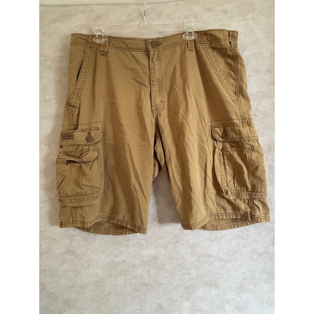 Lee Mens Tan Khaki Cotton Cargo Shorts Size 40‎ 102183323 Utility Workwear